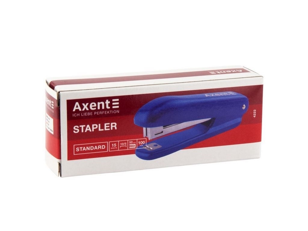 Степлер канцелярский №10/5 Axent Standard 4222-02-A, пластиковый, 15 листов, синий