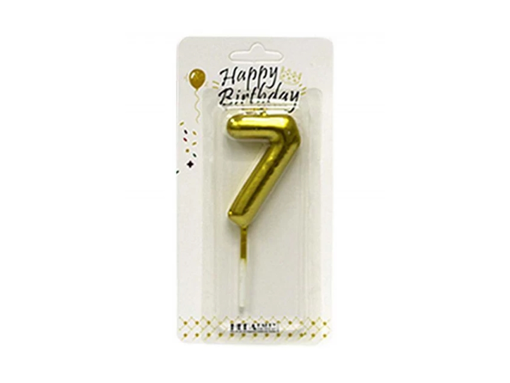 Свеча Цифра 7 золото, Высота 6см, YY13g-7