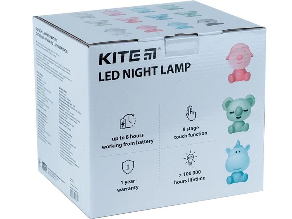 Светильник-ночник LED с аккумулятором Unicorn зеленый, Kite