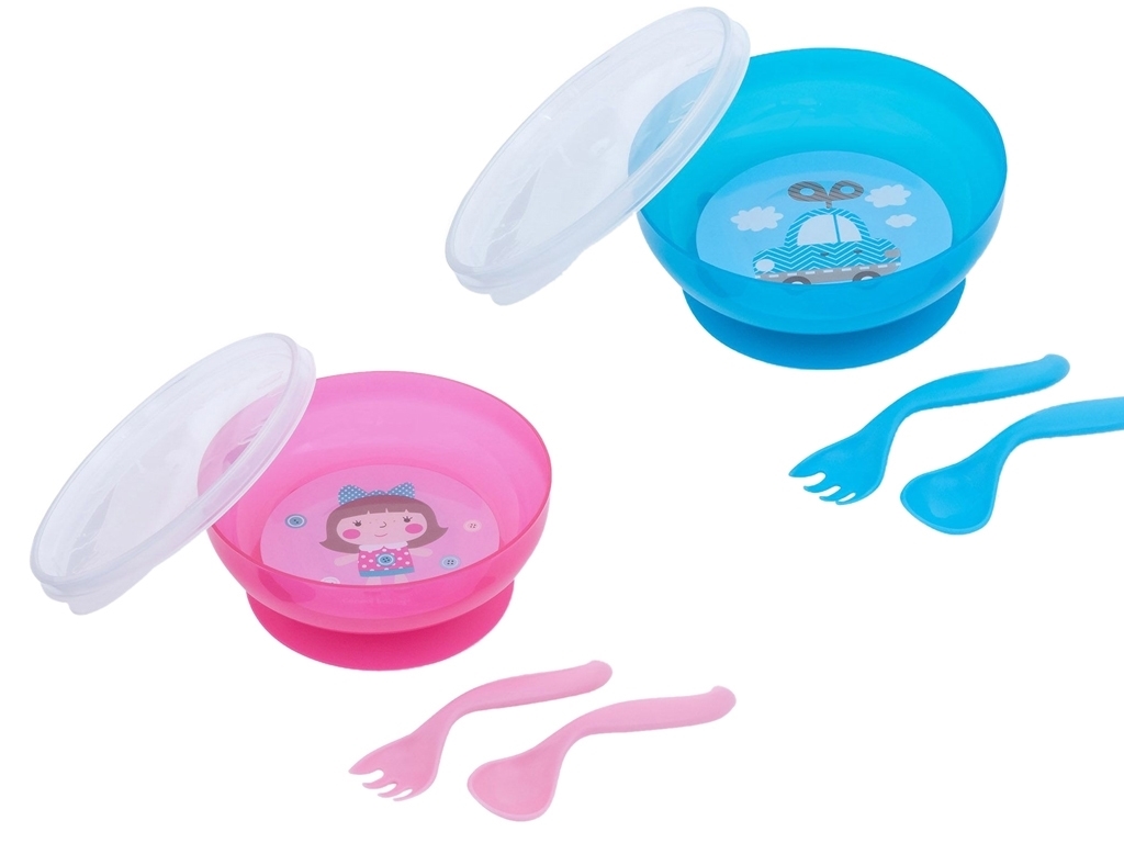 Тарiлка з кришкою+ложка+виделка. Canpol Babies 21/300