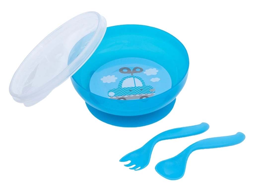 Тарiлка з кришкою+ложка+виделка. Canpol Babies 21/300