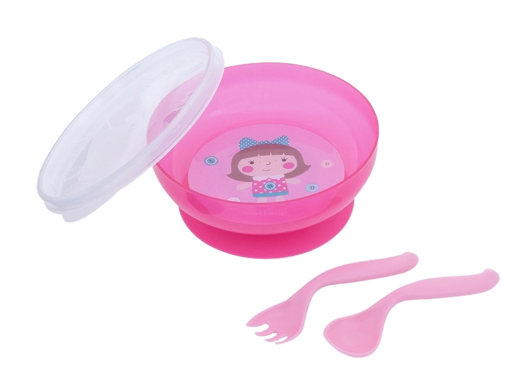 Тарiлка з кришкою+ложка+виделка. Canpol Babies 21/300