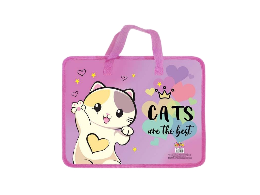Папка пластиковая с текстильными ручками Cats are the best, KIDIS 14082