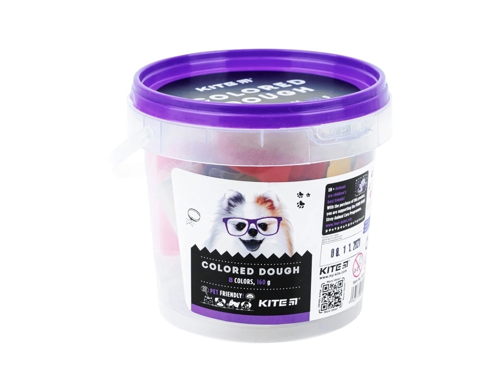 Тісто кольорове Dogs 8х20 грам + 2 формочки+стек, Kite