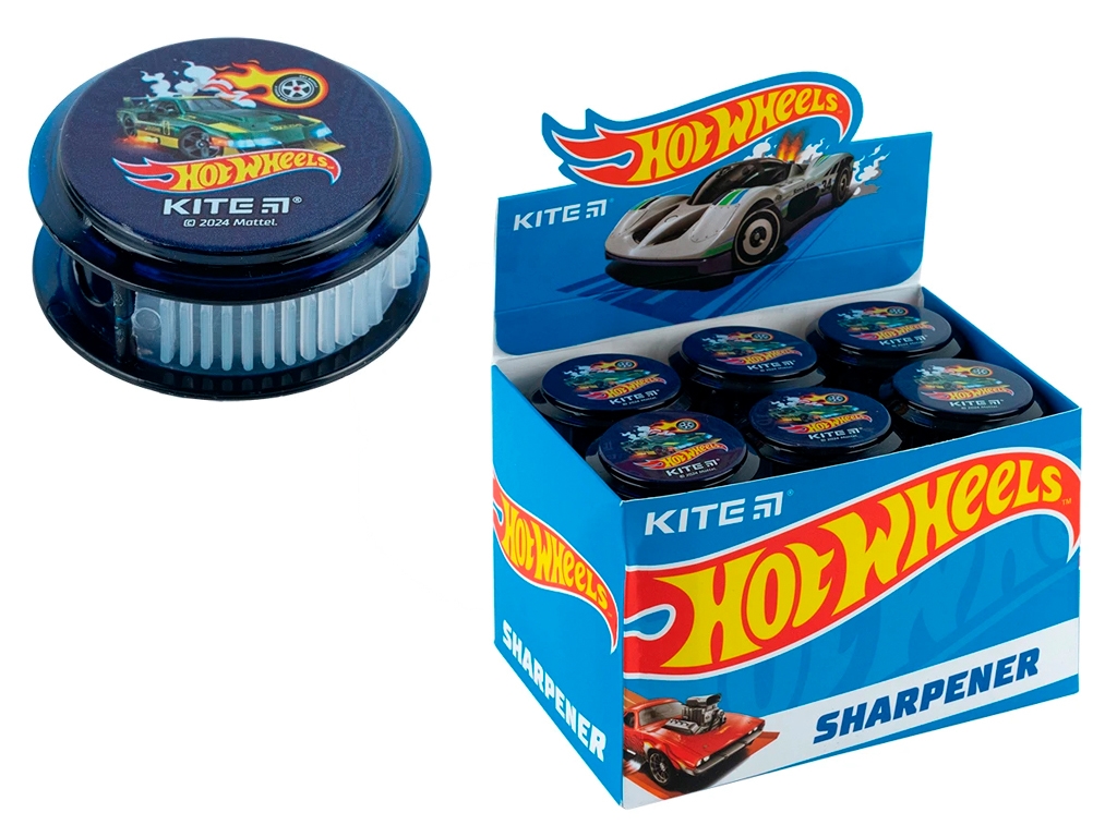 Точилка з контейнером кругла Hot Wheels, Kite