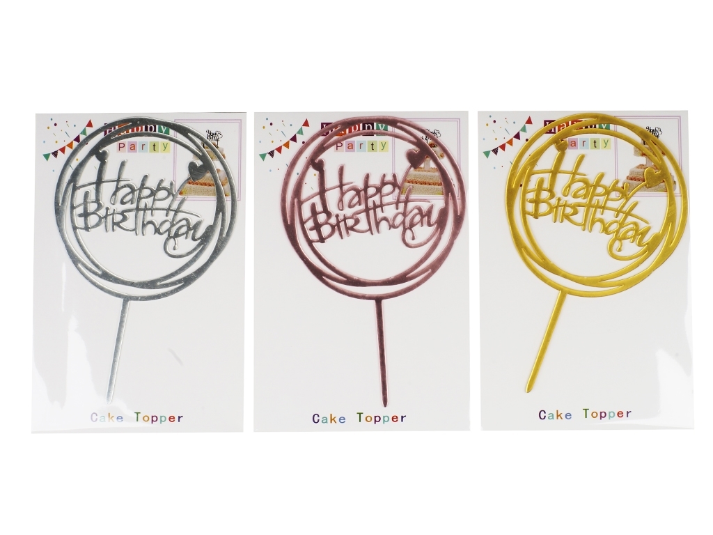 Топер для торта Happy Birthday у колі, 10140