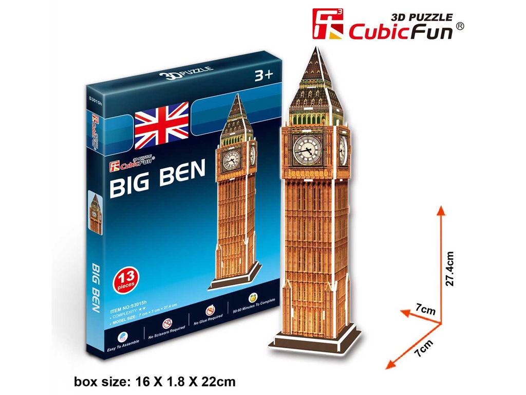 Трехмерная головоломка-конструктор БИГ БЕН серия мини. Cubic Fun S3015h