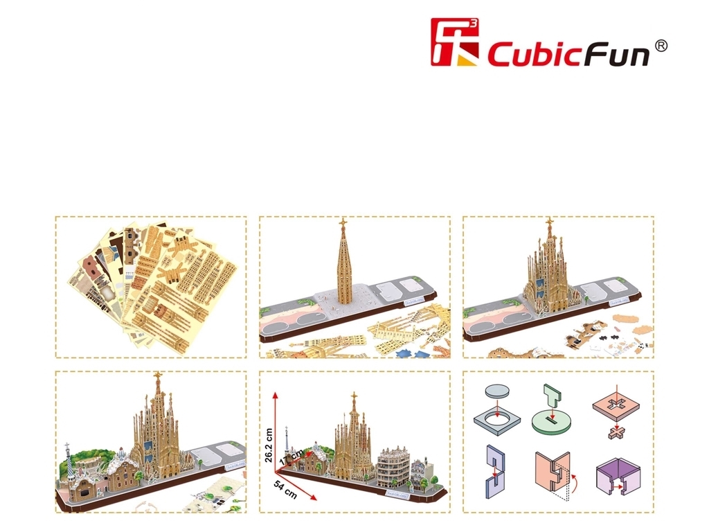 Тривимірна головоломка-конструктор CITY LINE BARCELONA. Cubic Fun MC256h