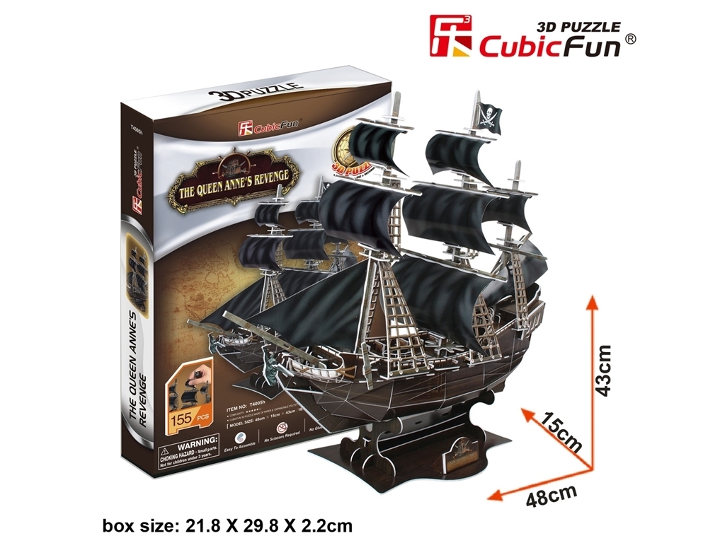 Трехмерная головоломка-конструктор КОРАБЕЛЬ МЕСТЬ КОРОЛЕВЫ АННЫ. Cubic Fun T4005h
