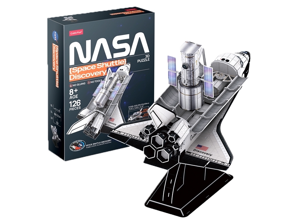 3D пазл конструктор Space Shuttle Discovery NASA, 33 см, об'ємна модель, Cubic Fun