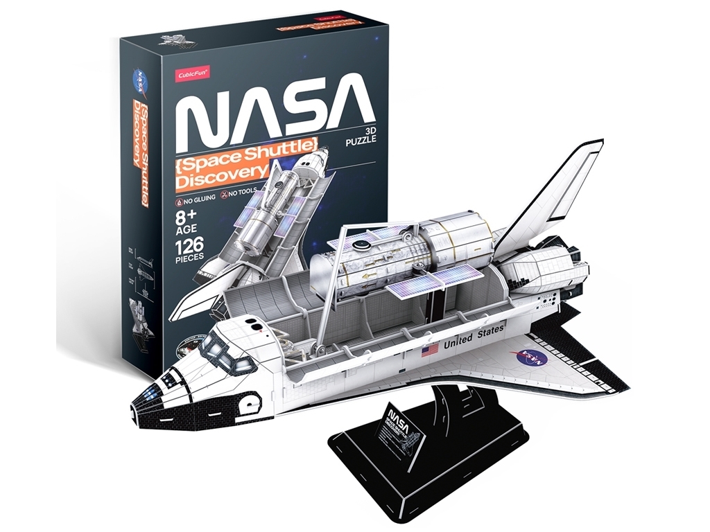 3D пазл конструктор Space Shuttle Discovery NASA, 33 см, об'ємна модель, Cubic Fun
