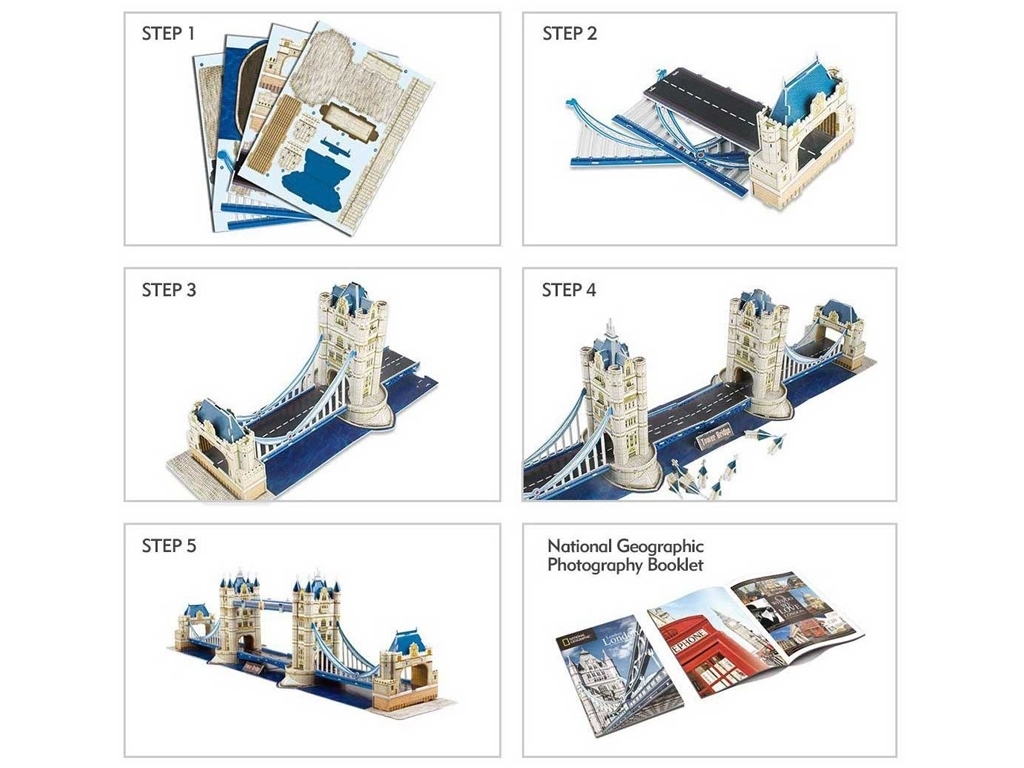 3D пазл конструктор Tower Bridge National Geographic, 29.8 см, об'ємна модель, Cubic Fun