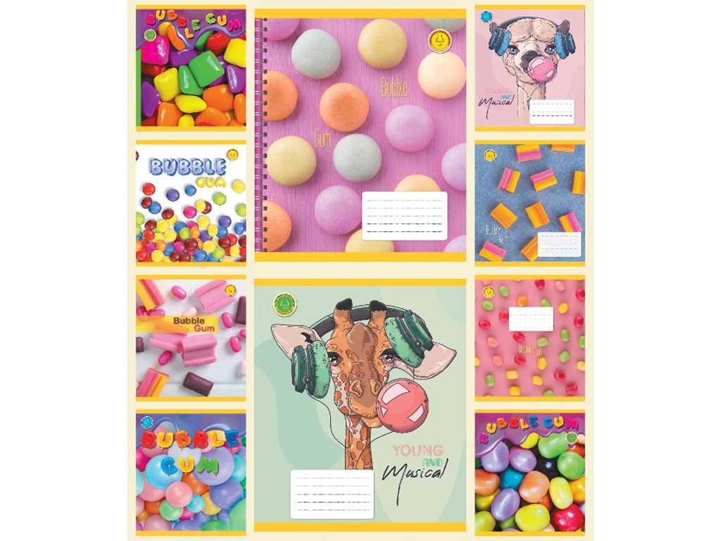 Тетрадь 48 листов, Клетка Ароматная BUBBLE GUM, Тетрада ТЕ13416