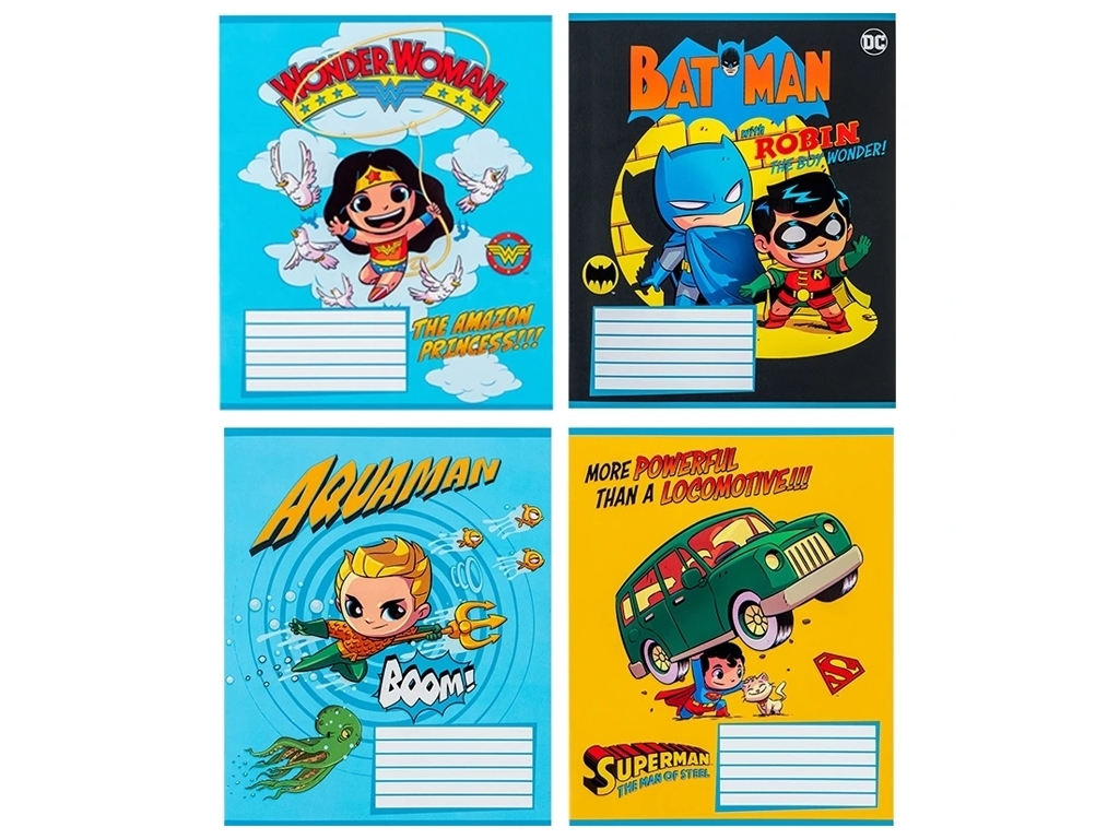Тетрадь в косую линию 12 листов, DC Justice League (цена за 1шт)
