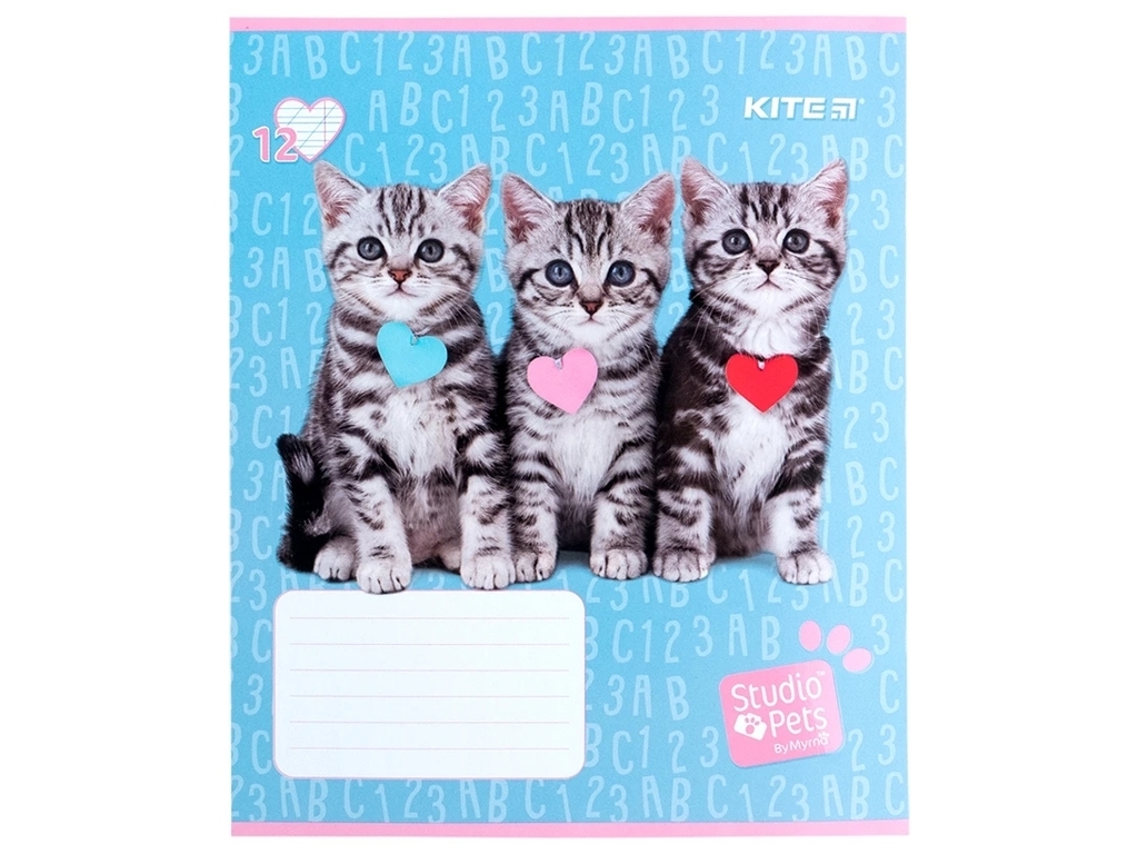 Тетрадь в косую линию 12 листов, Studio Pets (цена за 1шт)
