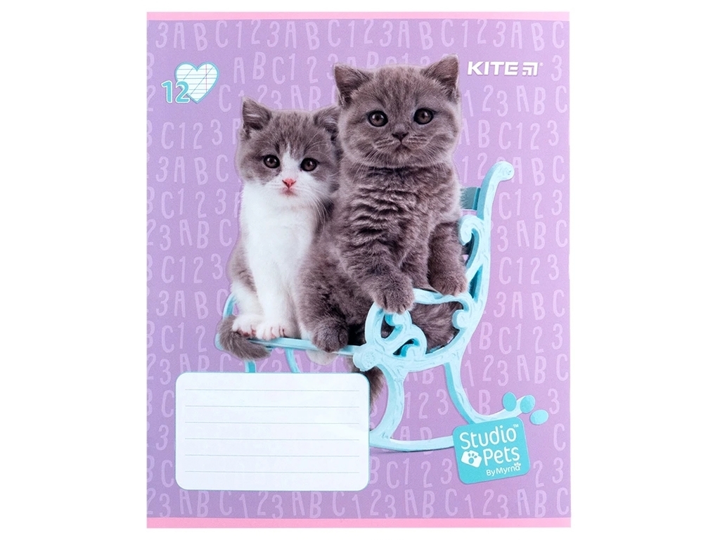 Тетрадь в косую линию 12 листов, Studio Pets (цена за 1шт)