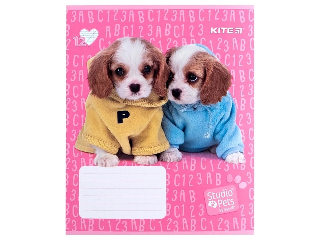 Тетрадь в косую линию 12 листов, Studio Pets (цена за 1шт)