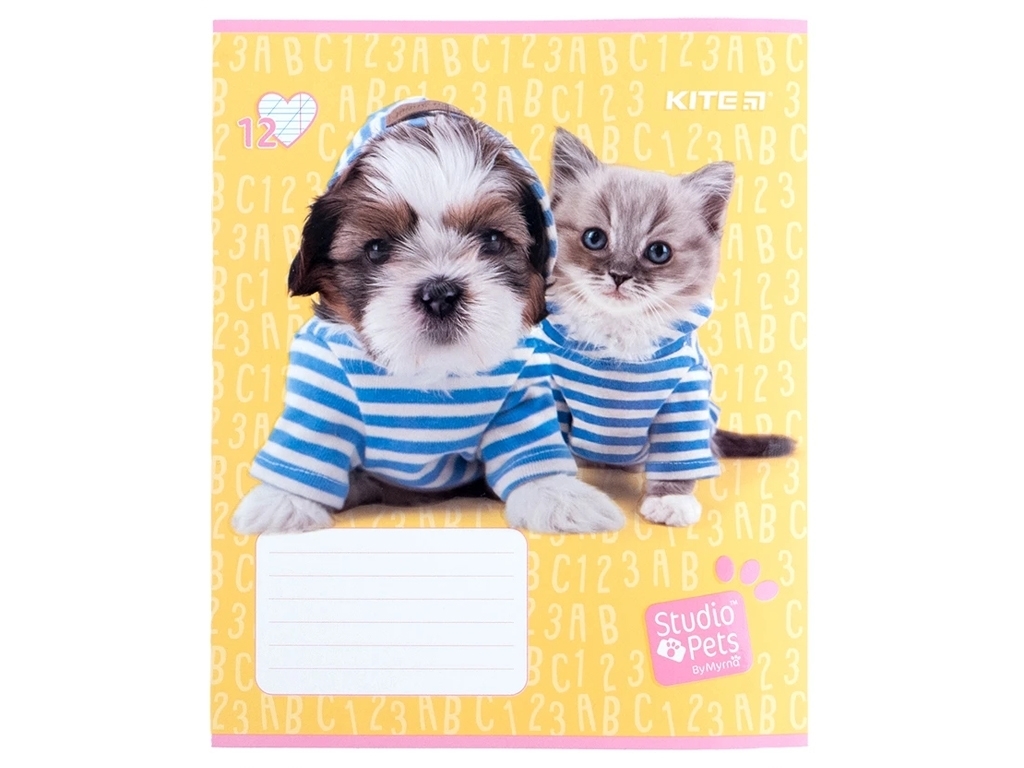 Тетрадь в косую линию 12 листов, Studio Pets (цена за 1шт)